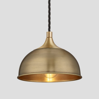 Industville Chelsea Dome Pendant, 8 Inch, Brass, Brass Holder