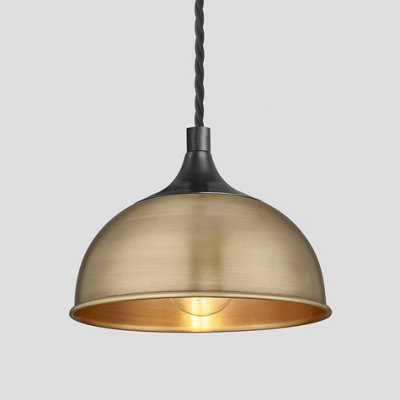 Industville Chelsea Dome Pendant, 8 Inch, Brass, Pewter Holder