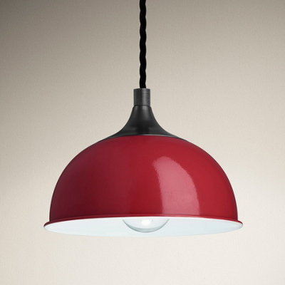 Industville Chelsea Dome Pendant, 8 Inch, Burgundy, Pewter Holder