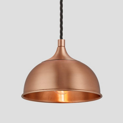 Industville Chelsea Dome Pendant, 8 Inch, Copper, Copper Holder