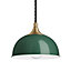 Industville Chelsea Dome Pendant, 8 Inch, Dark Green, Brass Holder