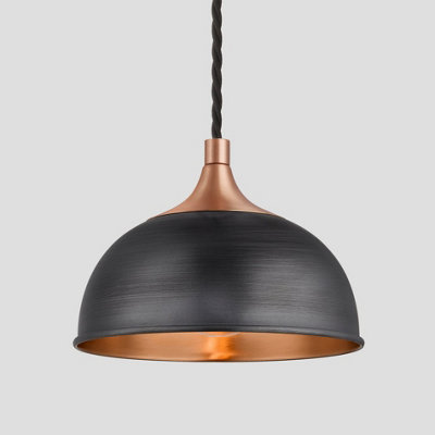 Industville Chelsea Dome Pendant, 8 Inch, Pewter & Copper, Copper Holder