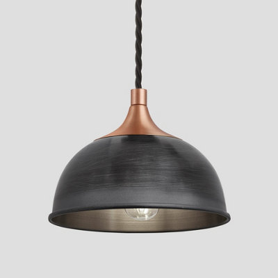 Industville Chelsea Dome Pendant, 8 Inch, Pewter, Copper Holder