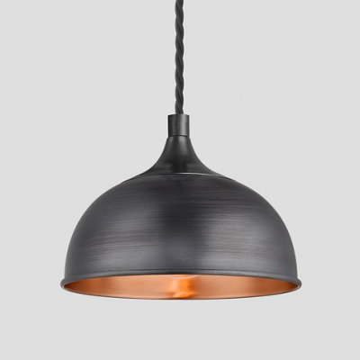 Industville Chelsea Dome Pendant, 8 Inch, Pewter & Copper, Pewter Holder