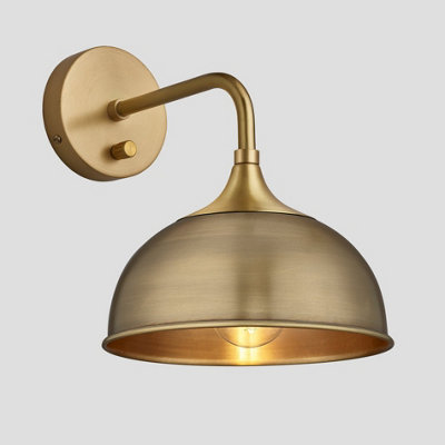 Industville Chelsea Dome Wall Light, 8 Inch, Brass, Brass Holder