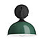 Industville Chelsea Dome Wall Light, 8 Inch, Dark Green, Black Holder