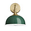 Industville Chelsea Dome Wall Light, 8 Inch, Dark Green, Brass Holder