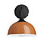 Industville Chelsea Dome Wall Light, 8 Inch, Orange, Black Holder