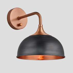 Industville Chelsea Dome Wall Light, 8 Inch, Pewter & Copper, Copper Holder