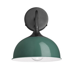 Industville Chelsea Dome Wall Light, 8 Inch, Turquoise, Pewter Holder