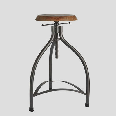 Industville Cooper Solid Wood & Metal Adjustable Bar Stool, 34 inch