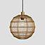 Industville Handcrafted Wire Cage Pendant Light, 12 Inch, Globe, Brass