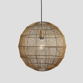 Industville Handcrafted Wire Cage Pendant Light, 16 Inch, Globe, Brass