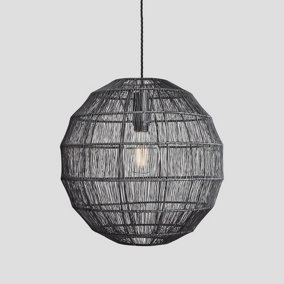 Industville Handcrafted Wire Cage Pendant Light, 16 Inch, Globe, Pewter