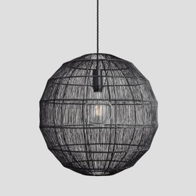 Industville Handcrafted Wire Cage Pendant Light, 20 Inch, Globe, Pewter