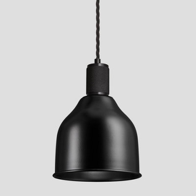 Industville Knurled Cone Pendant Light, 7 Inch, Black, Black Holder