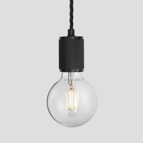 Industville Knurled Edison Pendant Light, 1 Wire, Black