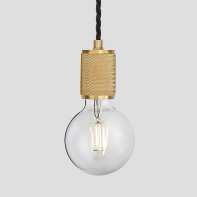 Industville Knurled Edison Pendant Light, 1 Wire, Brass