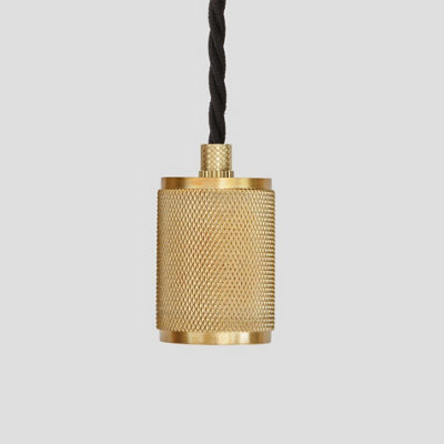 Industville Knurled Edison Pendant Light, 1 Wire, Brass