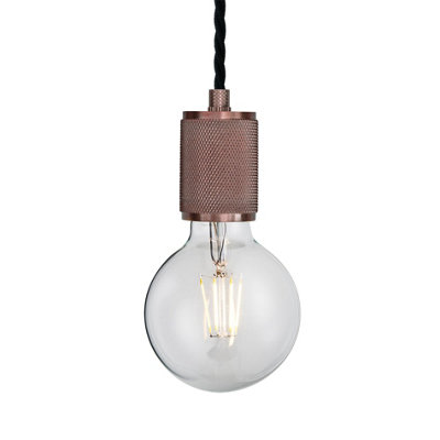 Industville Knurled Edison Pendant Light - 1 Wire, Bronze