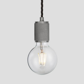 Industville Knurled Edison Pendant Light, 1 Wire, Pewter
