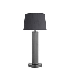 Industville Knurled Pillar Table Lamp, Pewter, Grey Small Empire Lampshade