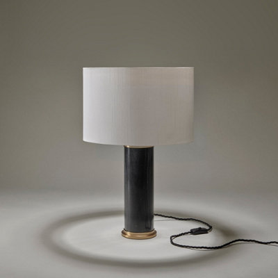 Industville Marble Pillar Cylinder Table Lamp in Black & Brass with ...