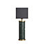 Industville Marble Pillar Cylinder Table Lamp in Green & Brass with White Small Cube Lampshade