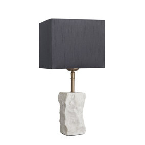 Industville Marble Small Ridge Table Lamp in White with Grey Small Empire Lampshade