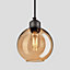 Industville Orlando Tinted Glass Globe Wall Light, 7 Inch, Amber, Pewter Holder