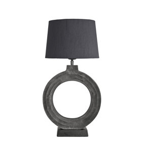 Industville Ornate Circle Table Lamp, Pewter, Grey Small Empire Lampshade