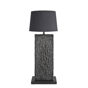 Industville Ornate Column Table Lamp, Pewter, Grey Small Empire Lampshade