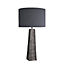 Industville Ornate Obelisk Table Lamp in Pewter with White Small Cube Lampshade