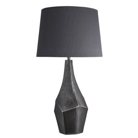 Industville Ornate Prism Table Lamp, Pewter, Grey Large Empire Lampshade