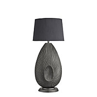 Industville Ornate Tulip Table Lamp, Pewter, Grey Small Empire Lampshade