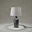 Industville Ornate Vase Table Lamp in Pewter with White Large Empire Lampshade