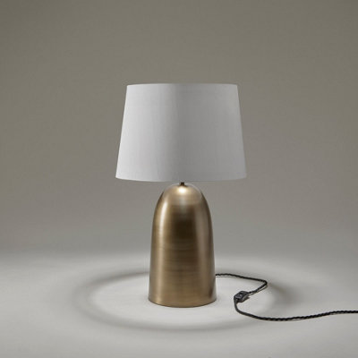 Industville Pillar Bell Table Lamp in Brass with White Large Empire ...