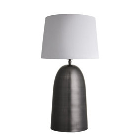 Industville Pillar Bell Table Lamp in Pewter with Grey Small Empire Lampshade