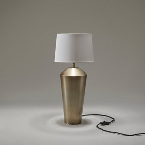 Industville Pillar Cone Table Lamp in Brass with White Large Empire Lampshade