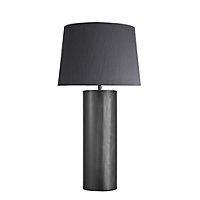Industville Pillar Cylinder Table Lamp, Pewter, Grey Large Empire Lampshade