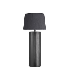 Industville Pillar Cylinder Table Lamp, Pewter, Grey Small Empire Lampshade