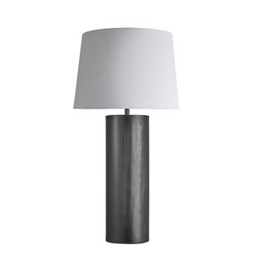 Industville Pillar Cylinder Table Lamp, Pewter, White Large Empire Lampshade