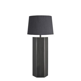Industville Pillar Hex Table Lamp, Pewter, Grey Small Empire Lampshade