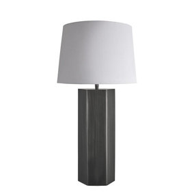 Industville Pillar Hex Table Lamp, Pewter, White Large Empire Lampshade