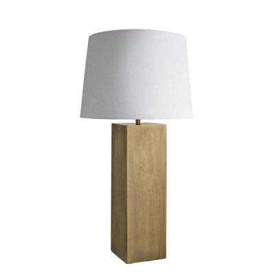 Industville Pillar Square Table Lamp, Brass, White Large Empire ...