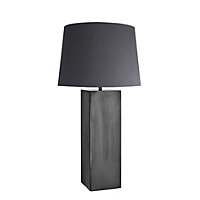 Industville Pillar Square Table Lamp, Pewter, Grey Large Empire Lampshade