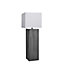 Industville Pillar Square Table Lamp, Pewter, White Small Cube Lampshade