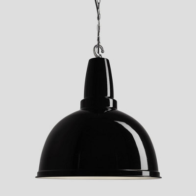 Industville Retro Large Pendant, 17 Inch, Black, Chrome Hook Chain Holder