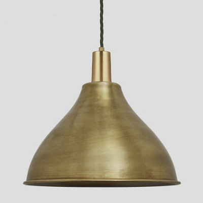 Industville Sleek Cone Pendant, 12 Inch, Brass, Brass Holder