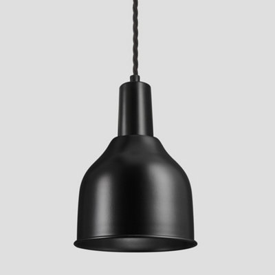 Industville Sleek Cone Pendant, 7 Inch, Black, Black Holder